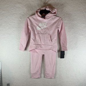 Nike Jogging Suit Kids 6X Pink Cotton Long Sleeve Kangaroo Pocket Pullover S6656
